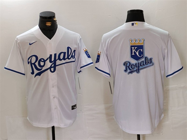 Men's Kansas City Royals White Team Big Logo Cool Base Stitched Jersey Men's Kansas City Royals White Team Big Logo Cool Base Stitched Jersey